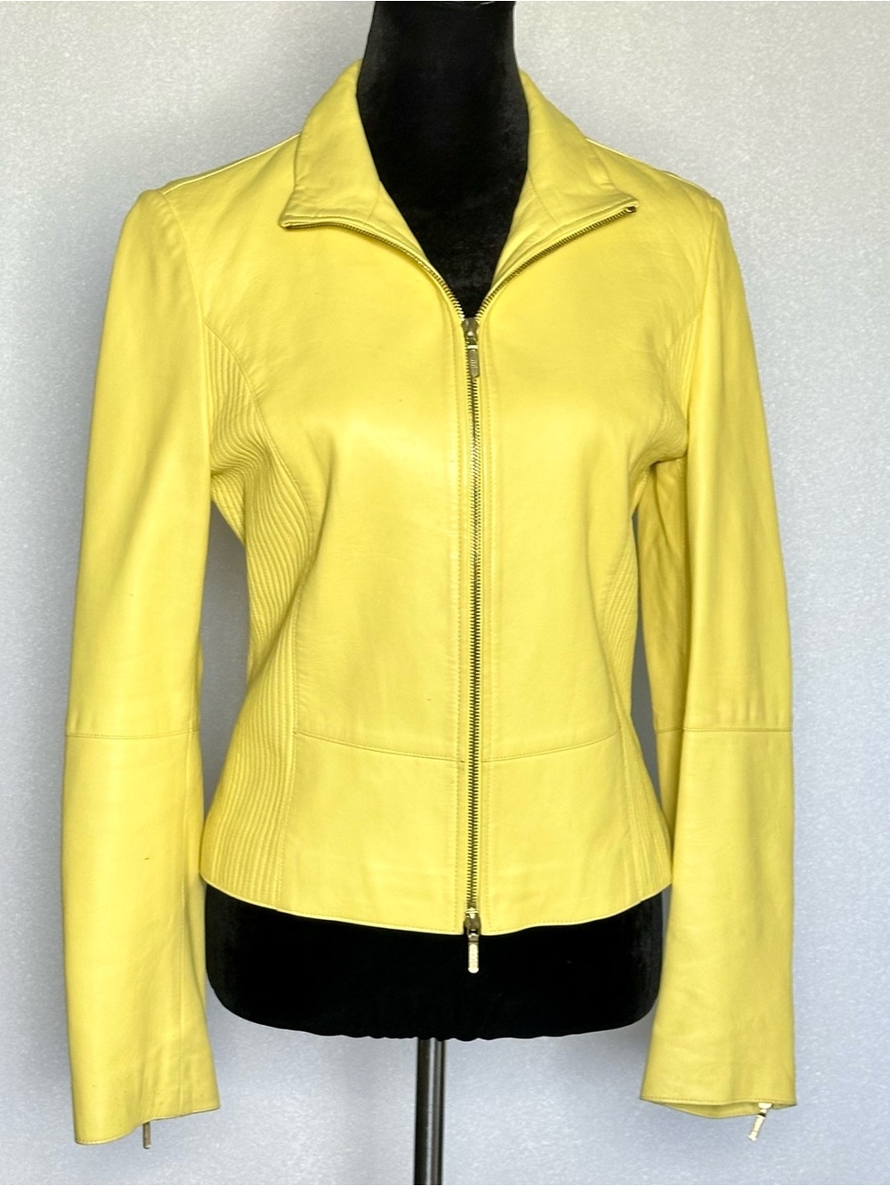 Dana Buchman Women’s Yellow Leather Zip Jacket